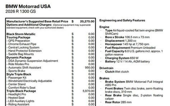 2026 BMW R 1300 GS Triple Black