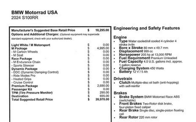 New 2024 BMW S 1000 RR