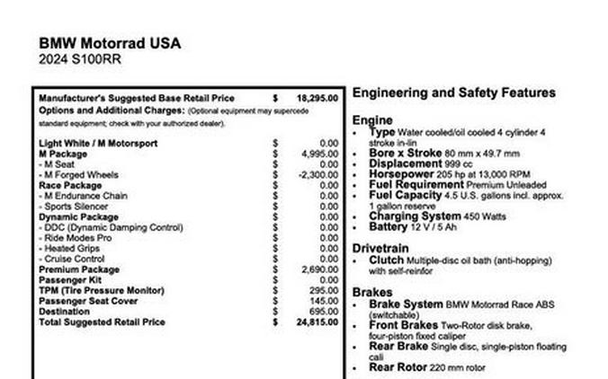 New 2024 BMW S 1000 RR