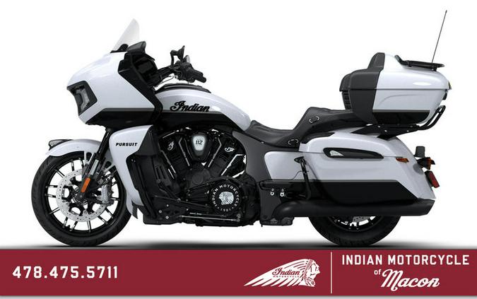 2026 Indian Motorcycle® Pursuit® Dark Horse® 112 w/ PowerBand Audio Ghost White Metallic with Black