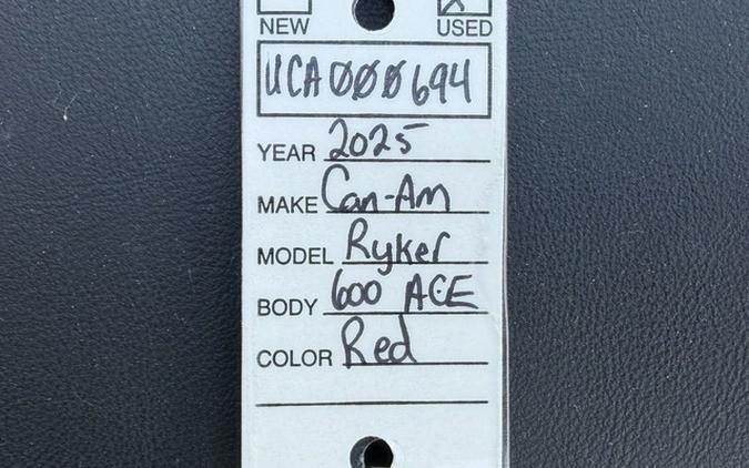 2025 Can-Am Ryker Rotax 600 ACE