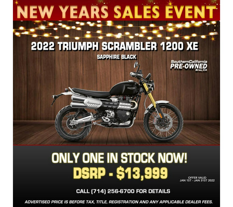 2022 Triumph Scrambler 1200 XE Sapphire Black