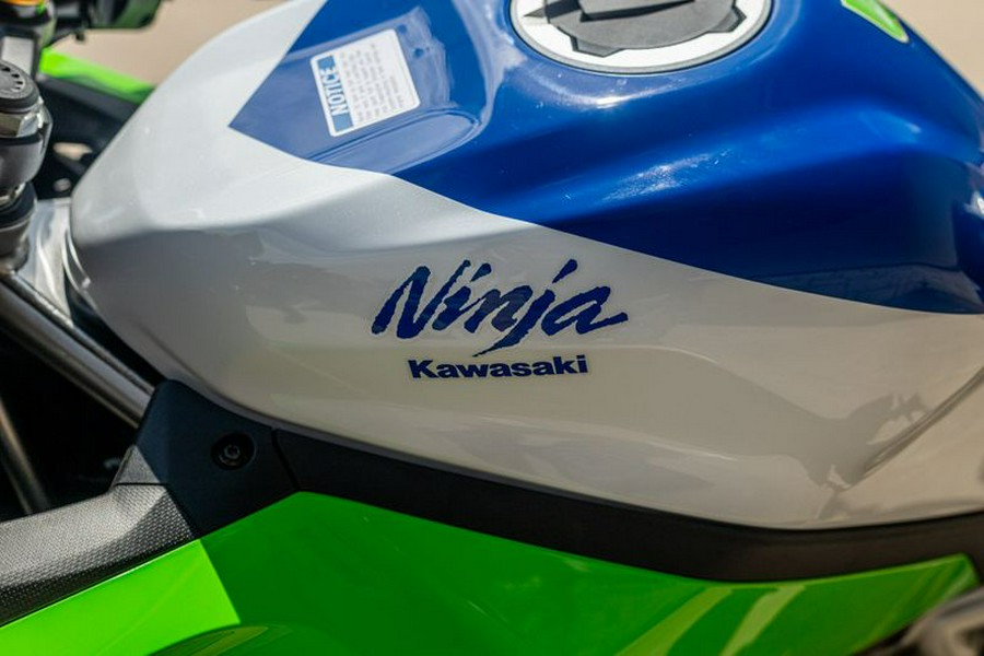 New 2024 KAWASAKI NINJA ZX4RR 40TH ANNIVERSARY EDITION ABS LIME GREEN AND PEARL CRYSTAL WHITE AND BLUE