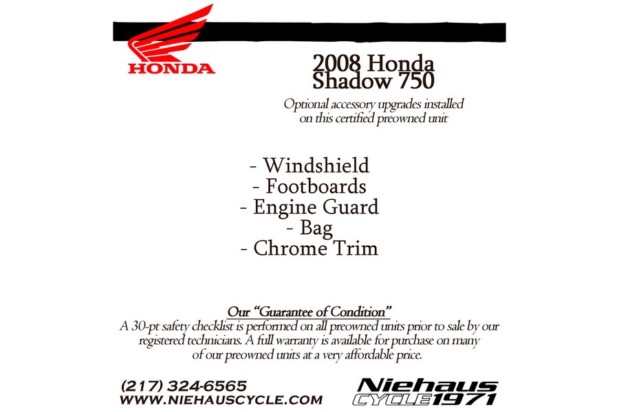 2008 Honda VT750C SHADOW AERO