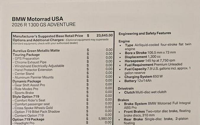 2026 BMW R 1300 GS Adventure
