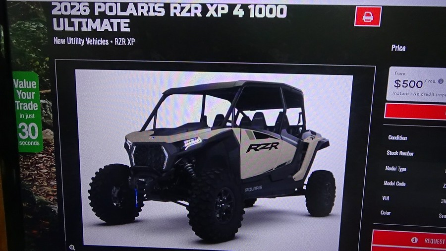 2026 Polaris RZR XP 4 1000 Ultimate