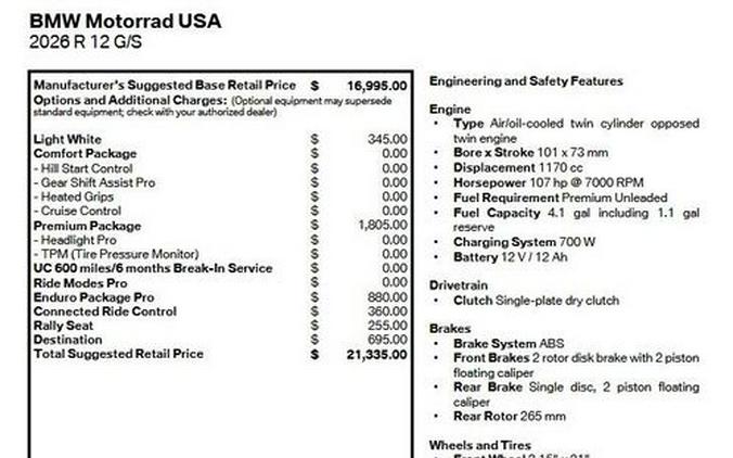 2026 BMW R 12 G/S