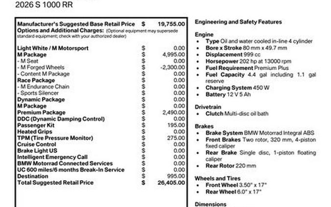 New 2026 BMW S 1000 RR