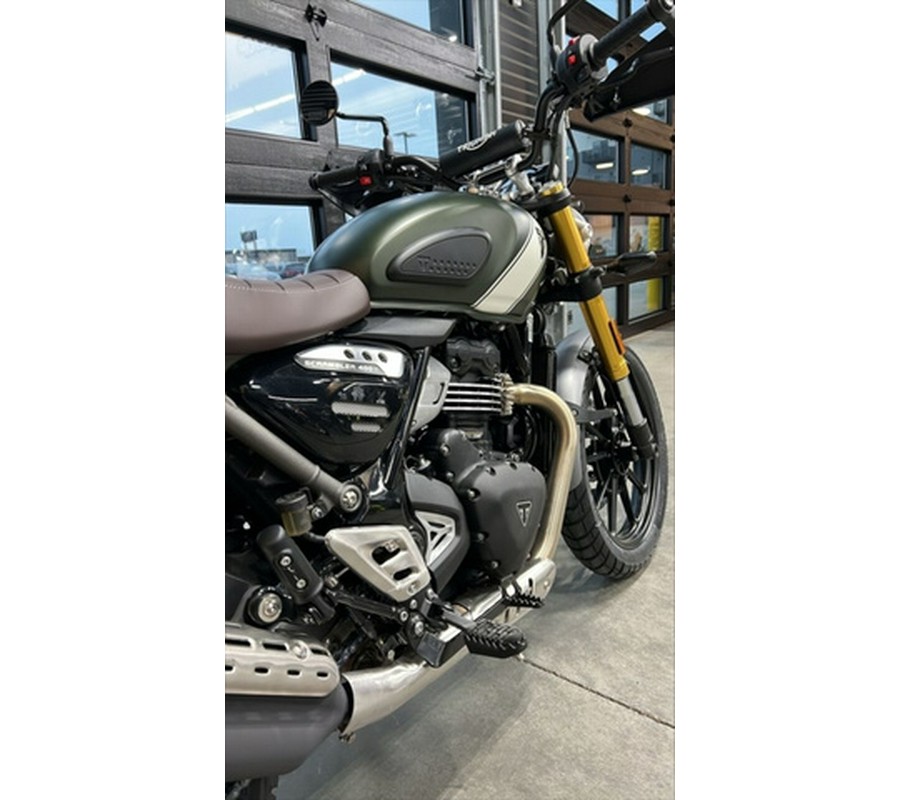 2024 Triumph Scrambler 400 X Matte Khaki Green / Fusion White