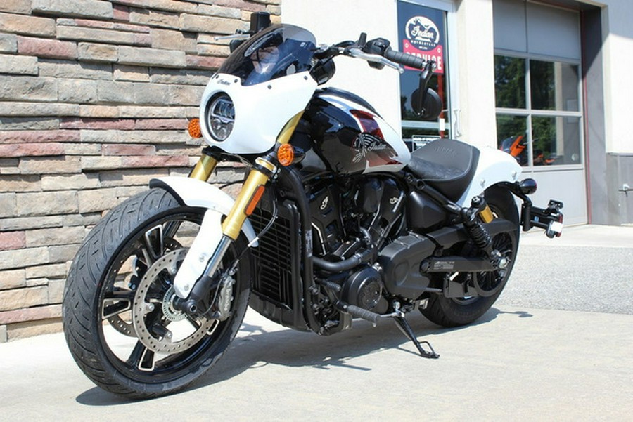 2025 Indian 101 Scout Ghost White Metallic With Graphics