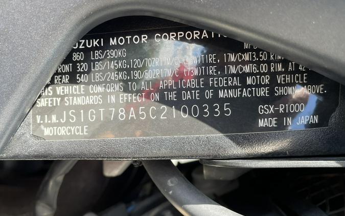 2012 Suzuki GSX-R1000