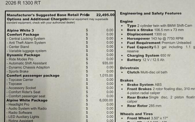 2026 BMW Motorrad R 1300 RT Alpine White 3
