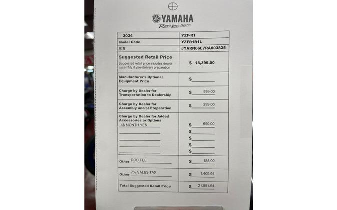 2024 Yamaha YZFR1