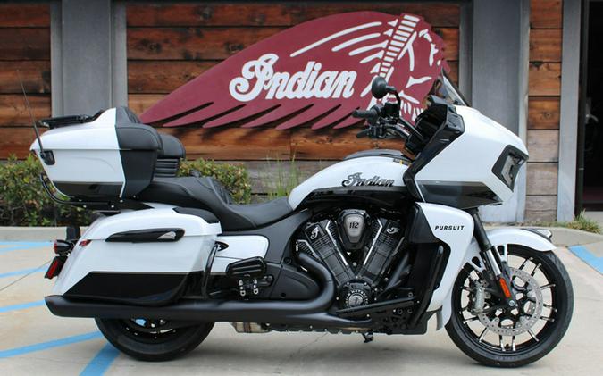 2026 Indian Motorcycle® Pursuit® Dark Horse® 112 w/ PowerBand Audio Ghost White Metallic with Black