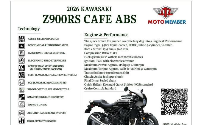2026 Kawasaki Z900RS Cafe ABS