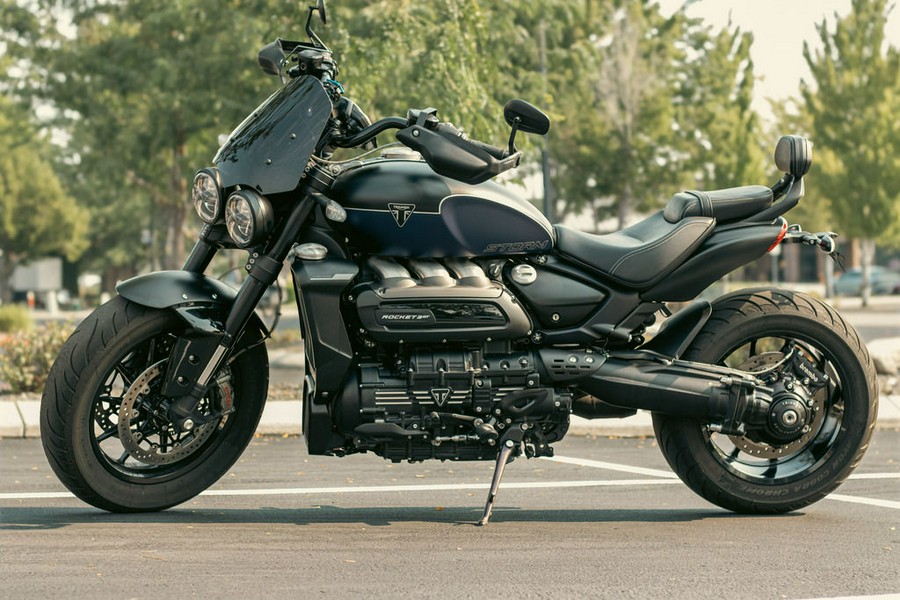 2025 Triumph Rocket 3 Storm GT Matte Sapphire Black and Satin Pacific Blue
