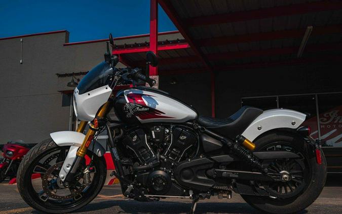 2025 Indian 101 Scout Ghost White Metallic With Graphics