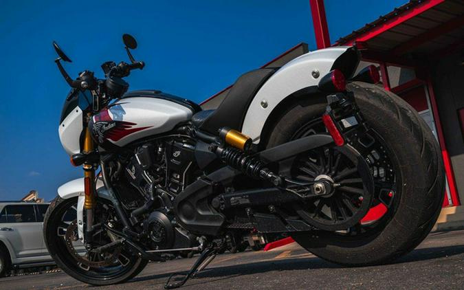 2025 Indian 101 Scout Ghost White Metallic With Graphics