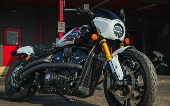 2025 Indian 101 Scout Ghost White Metallic With Graphics