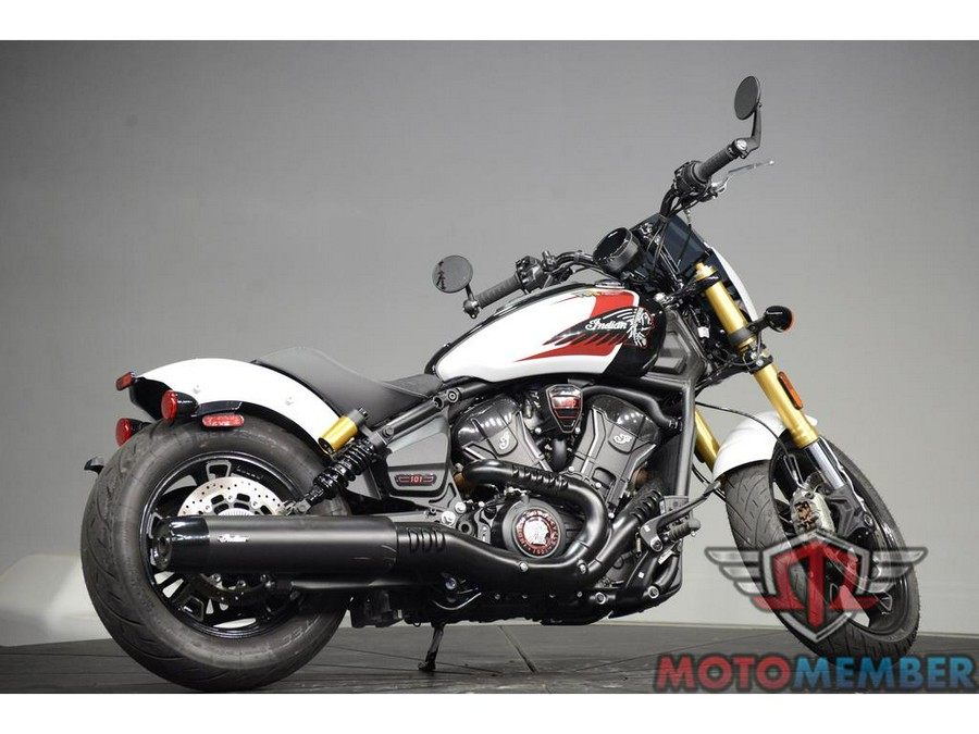 2025 Indian Motorcycle 101 SCOUT Ghost White Metallic with Graphics