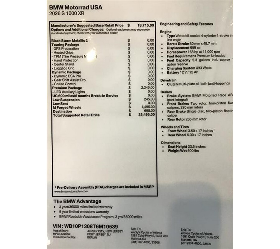 2026 BMW S 1000 XR