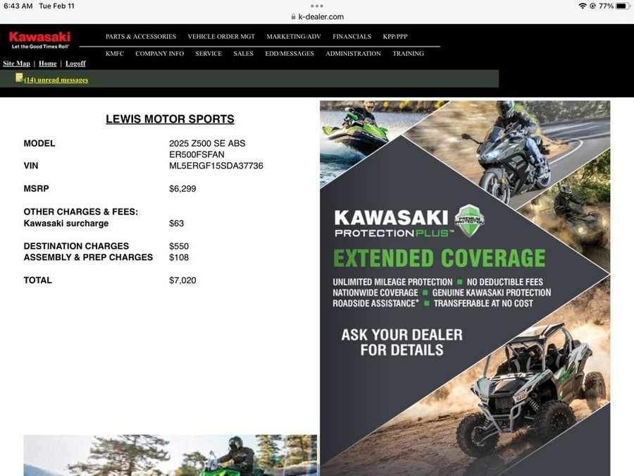 2025 Z500 SE ABS - Kawasaki