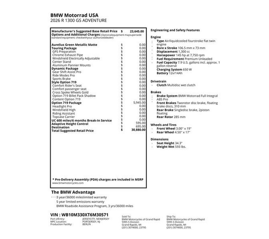 New 2026 BMW R 1300 GS Adventure