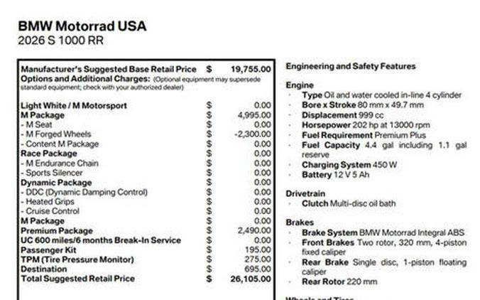 2026 BMW S 1000 RR Light White/M Motorsport