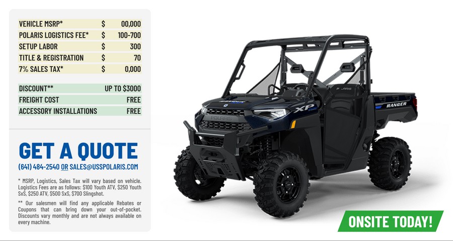 2024 Polaris Industries Ranger XP® 1000 Premium Azure Crystal Metallic