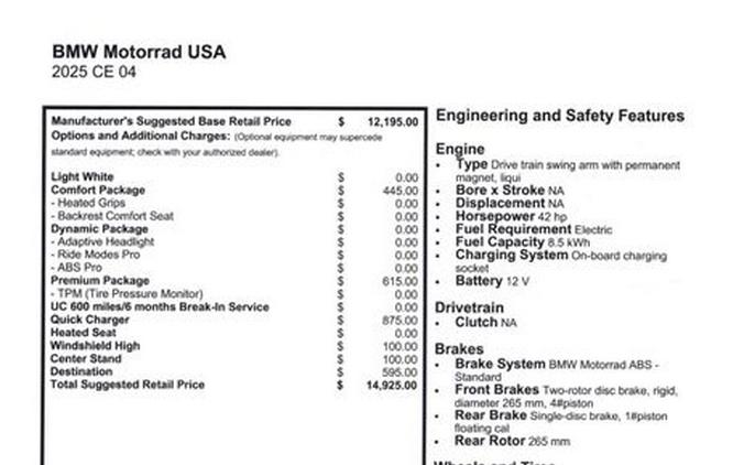 2025 BMW CE04 Inventory