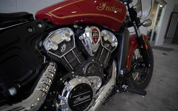 2020 Indian Motorcycle® Scout® 100th Anniversary Indian Red with Gold trim