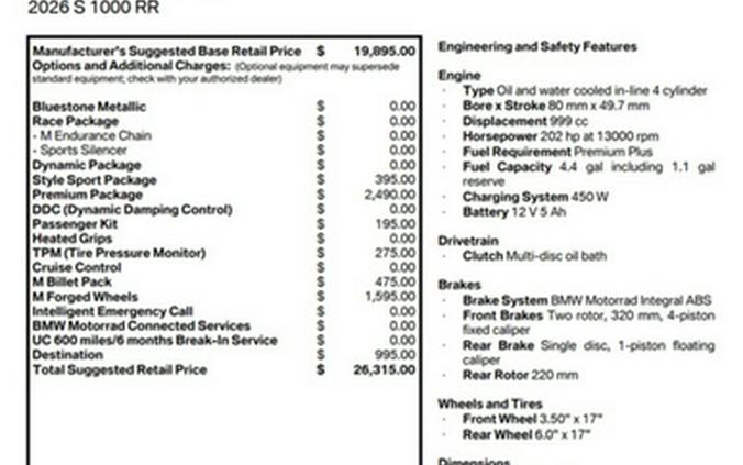 2026 BMW S 1000 RR Sport