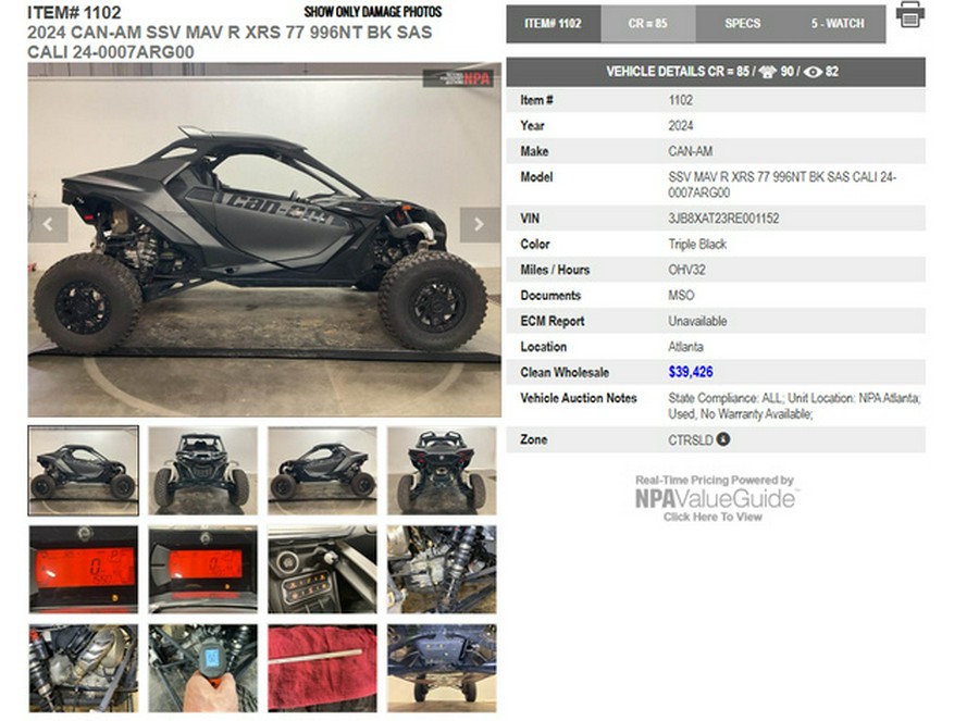 2024 Can-Am Maverick R X rs With SMART-SHOX
