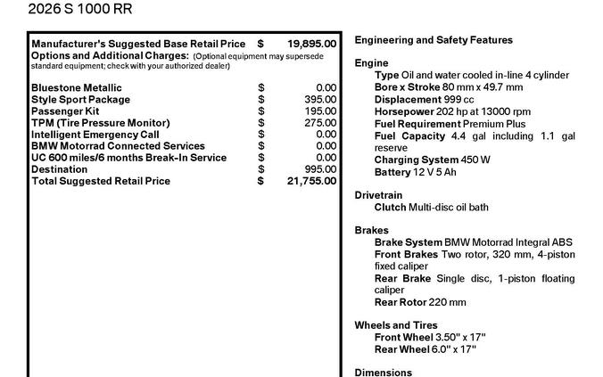 2026 BMW S 1000 RR
