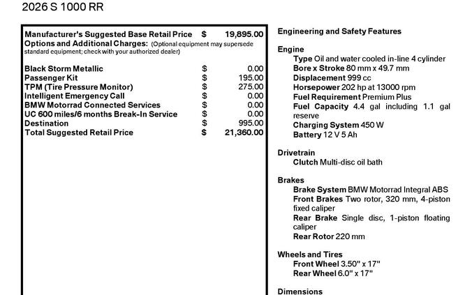 2026 BMW S 1000 RR