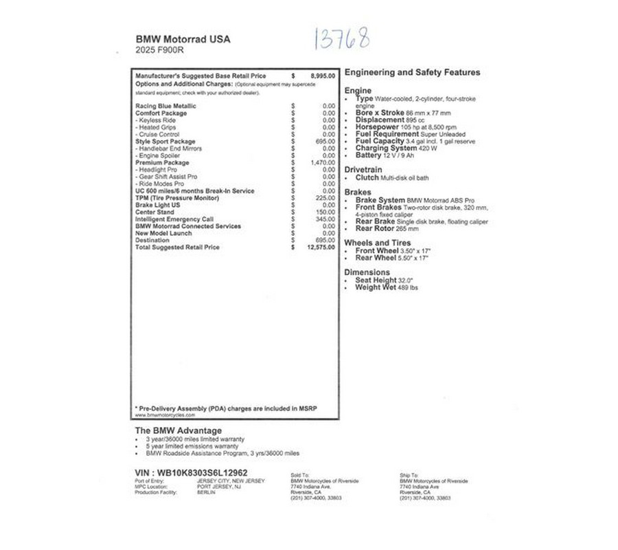 New 2025 BMW F 900 R