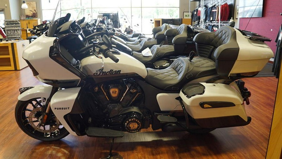 2025 Indian Motorcycle® Pursuit® Dark Horse® 112 w/PowerBand Audio Ghost White Metallic Crystal wit
