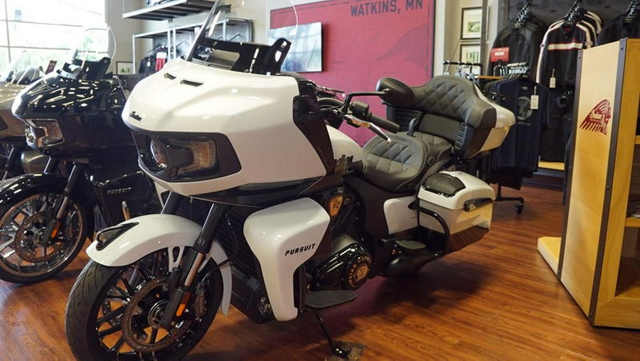 2025 Indian Motorcycle® Pursuit® Dark Horse® 112 w/PowerBand Audio Ghost White Metallic Crystal wit