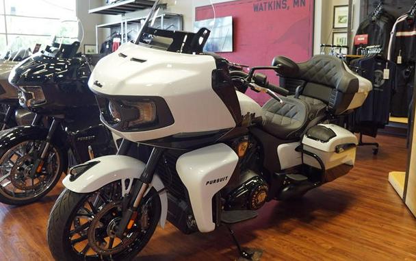 2025 Indian Motorcycle® Pursuit® Dark Horse® 112 w/PowerBand Audio Ghost White Metallic Crystal wit