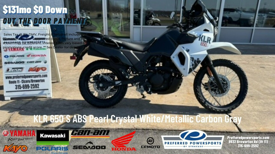 2024 Kawasaki KLR 650 S ABS Pearl Crystal White/Metallic Carbon Gray