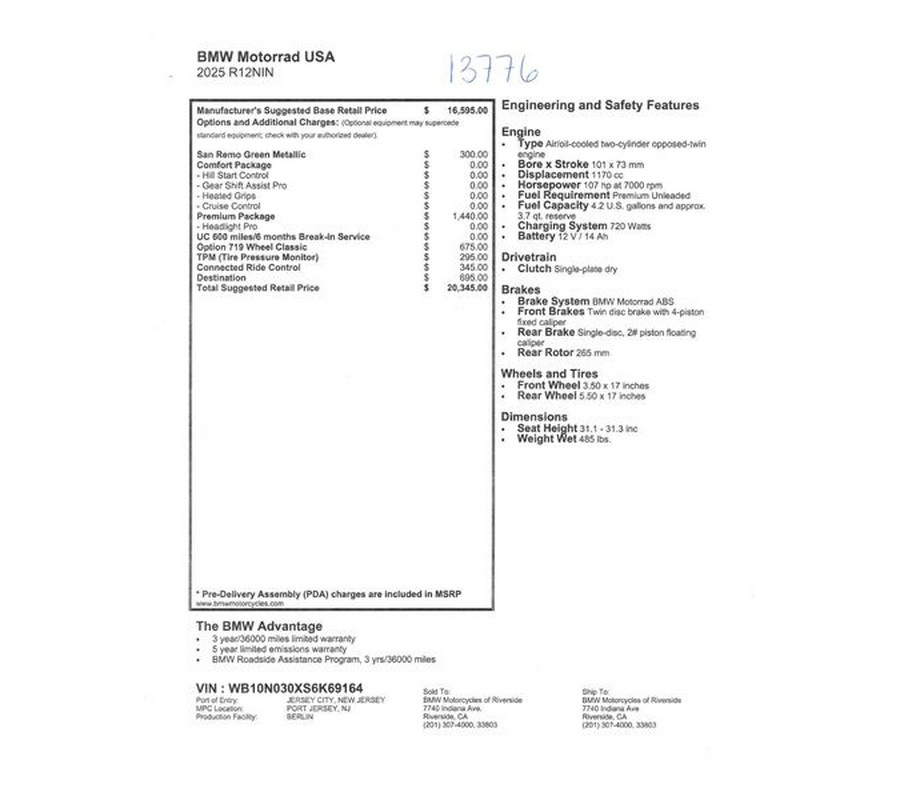 New 2025 BMW R 12 NINET