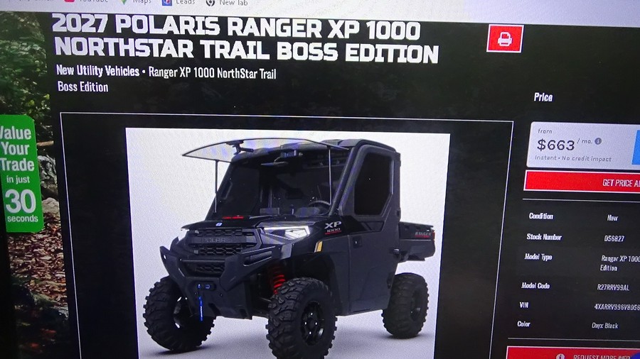 2027 Polaris Ranger XP 1000 NorthStar Trail Boss Edition