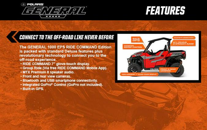 2018 Polaris® General™ 1000 EPS Ride Command™ Edition Matte Sunset Red