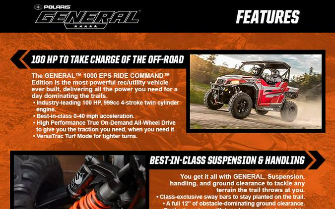 2018 Polaris® General™ 1000 EPS Ride Command™ Edition Matte Sunset Red