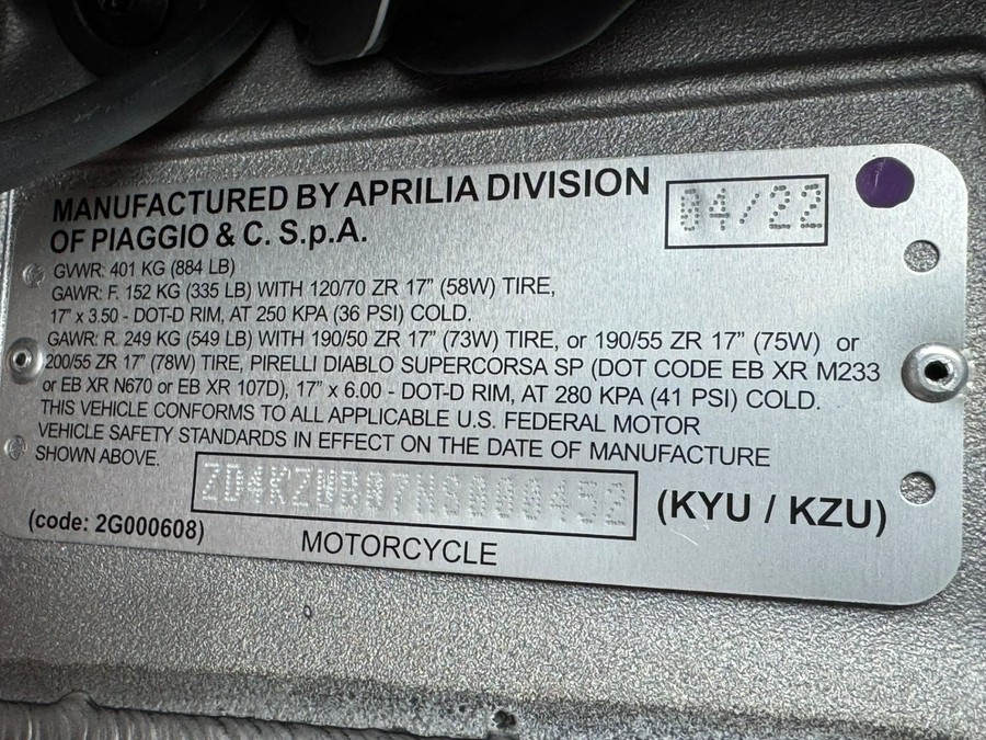 2022 APRILIA TUONO V4 FACTORY 1100