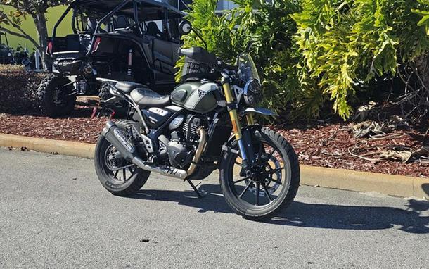 2024 Triumph Scrambler 400 X Matte Khaki Green / Fusion White Phantom Black Silver Ice