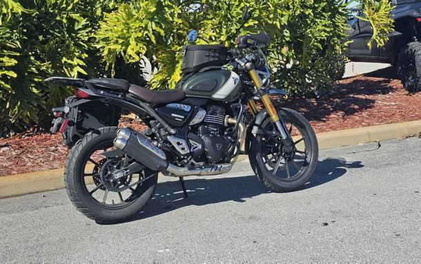 2024 Triumph Scrambler 400 X Matte Khaki Green / Fusion White Phantom Black Silver Ice
