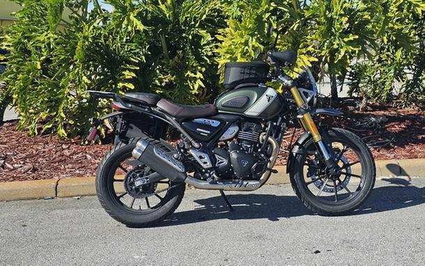 2024 Triumph Scrambler 400 X Matte Khaki Green / Fusion White Phantom Black Silver Ice