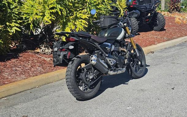 2024 Triumph Scrambler 400 X Matte Khaki Green / Fusion White Phantom Black Silver Ice