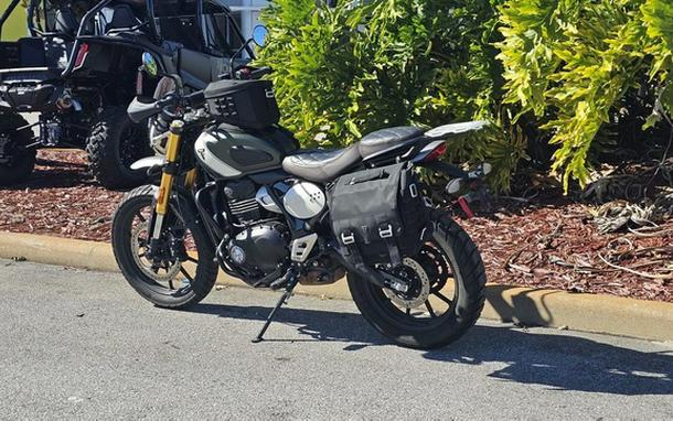 2024 Triumph Scrambler 400 X Matte Khaki Green / Fusion White Phantom Black Silver Ice